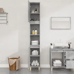 Berkfield Bathroom Cabinet Concrete Grey 30x30x190 cm Engineered Wood