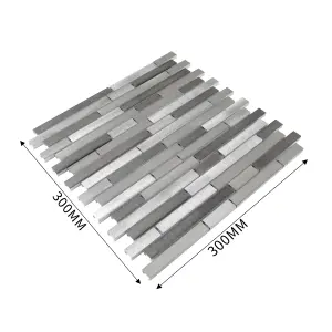 Naplo Grey Matt Metal effect Aluminium Mosaic tile, (L)304mm (W)300mm