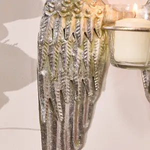 Silver Angel Wings Decorative Tealight Décor Christmas Candle Holders