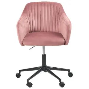 Beliani Modern Desk Chair Velvet Pink VENICE