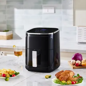 4.7L Black Knob Air Fryer with Smart Touch Display