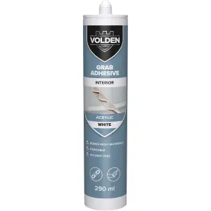 Volden Acrylic Not water resistant Solvent-free White Grab adhesive 290ml 0.44kg