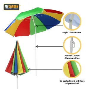 Garden Beach Patio Tilting Parasol - Multi-Coloured