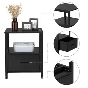 NS 1 Drawer Bedside Table Black