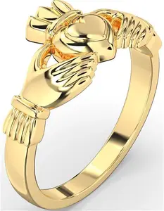 Gold Irish Claddagh Ring Engravable Irish Made