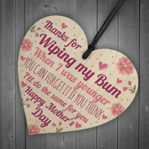 Red Ocean Novelty Mothers Day Gift From Daughter Son Funny Rude Cheeky Mum Gifts Wood Heart Plaque Gift For Mum