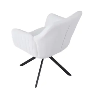 White Teddy Fleece Upholstered Swivel Home Office Chair with Metal Legs