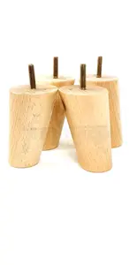 Wood Furniture Feet 100mm High Natural Replacement Furniture Legs Set Of 4 Sofa Chair Stool M8