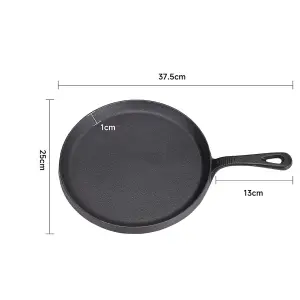 Black Round Cast Iron Kitchen Skillet Pan with Stay Cool Handle