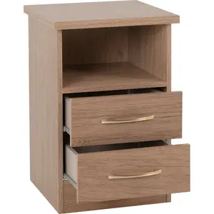 Cascio 2 Drawer Bedside Table Rustic Oak Effect