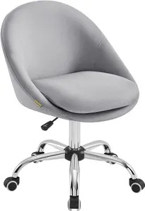 SONGMICS Executive Swivel Office Chair, Fabric Desk Chair, Soft Foam Seat Padding, Adjustable Height, Dove Grey