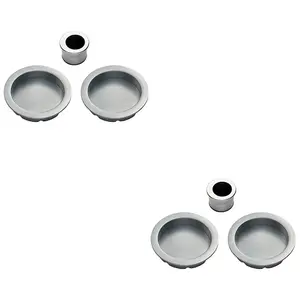 2 PACK - 29mm Sliding Door Rose & 2x 56mm Round Flush Finger Pulls - Satin Chrome