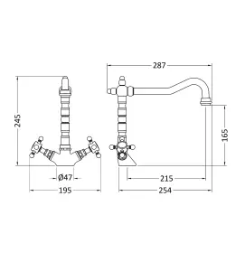 795mm - Double Bowl Fireclay Butler Kitchen Sink -  Tap Hole, Weir & Waste