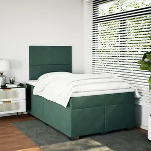 Berkfield Box Spring Bed with Mattress Dark Green 120x200 cm Velvet