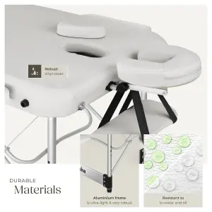 Massage Table Ko Tao - 3 zones, 78cm wide, aluminium frame, folding, carry bag - white