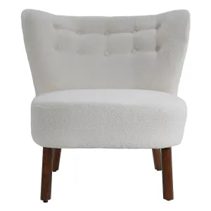 Armchair Set White Upholstered Accent Chair Armchair Recliner Chair and Footstool with Wood Legs