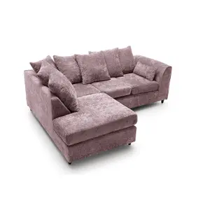 Harriet Crushed Chenille Left Facing Corner Sofa in Pink