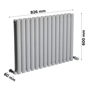 Ximax Fortuna Duplex FORD60082W White Horizontal Designer 3846BTU Radiator, (W)826mm x (H)600mm