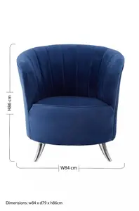 Interiors by Premier Blue Tub Chair, Stylish Office Chair, Classy Velvet Chair,  Round Velvet Upholstery Chair for Lounge