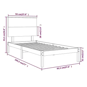 Berkfield Bed Frame White Solid Wood 90x190 cm 3FT Single