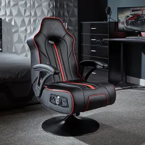 X-Rocker Torque Gaming Chair, 2.1 Audio Console Gaming Seat with Sound Vibration - BLACK / RED