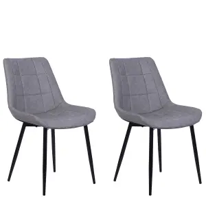 Set of 2 Dining Chairs MELROSE II Faux Leather Grey