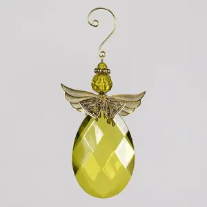 Acrylic Crystal Angel Hanging Figurine Ornament Green/Gold