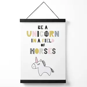 Cute Be a Unicorn Scandi Animal Medium Poster with Black Hanger