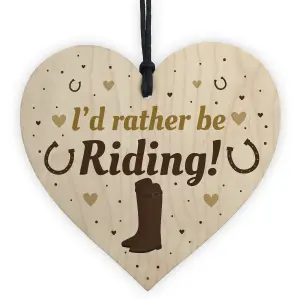 Red Ocean Funny Horse Lover Gift Rather Be Riding Wooden Heart Stable Door Sign Plaque Gift