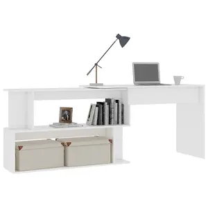 Berkfield Corner Desk White 200x50x76 cm Engineered Wood