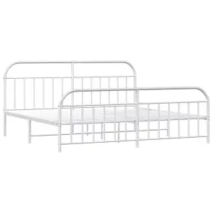 Berkfield Metal Bed Frame with Headboard and Footboard White 200x200 cm