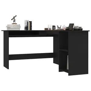 Berkfield L-Shaped Corner Desk Black 120x140x75 cm Engineered Wood