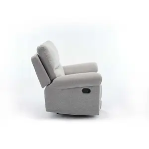 Fosse Manual Recliner Fabric Modern Living Chair Light Grey