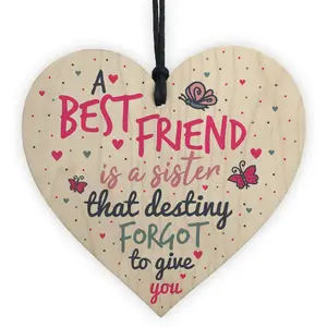 Red Ocean A Best FRIEND Sister Gifts Wooden Heart Christmas Friendship Gift Birthday Plaque Keepsake