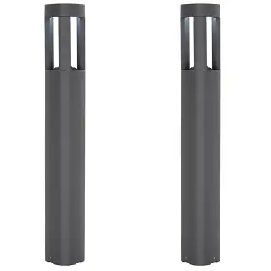 2 PACK Outdoor Post Bollard Light Grey Triangle IP54 Modern Driveway Lamp LED