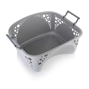 Plastic Laundry Basket with Handles Grey