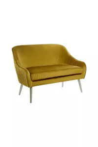 Interiors by Premier Luxurious Mustard Velvet Sofa For Sitting Areas, Spacious 2 Seater Sofa , Mid-century Sofa For  Bedrooms