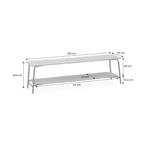 sweeek. 150cm TV stand with wood and steel effect Scuola Natural 150x40x43.5 cm