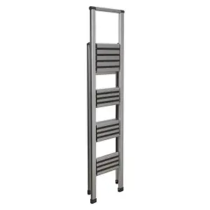 Sealey Aluminium Professional Folding Step Ladder 4-Step 150kg Capacity APSL4