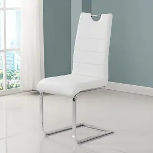 Parini Extendable Dining Table In Melange 6 Petra White Chairs