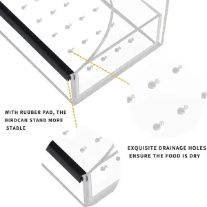 Clear Acrylic Window Bird Feeder - With Drain Holes - Anti-fall Very Sturdy Durable - Super Strong Suction Cups