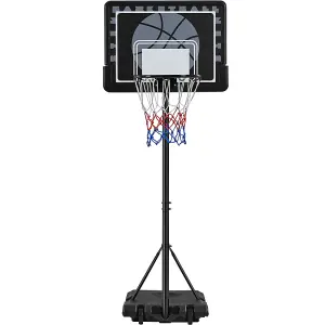 Yaheetech Black Height Adjustable Basketball Hoop with Wheels 82cmL x 59.5cmW