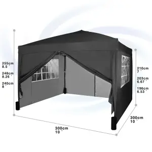 MCC Direct Gazebo 3x3 Pop up with Sides Black