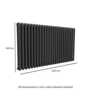 Nes Home 1145 X 600 mm Double Column  Matte Black Radiator