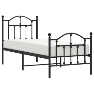 Berkfield Metal Bed Frame with Headboard and Footboard Black 75x190 cm