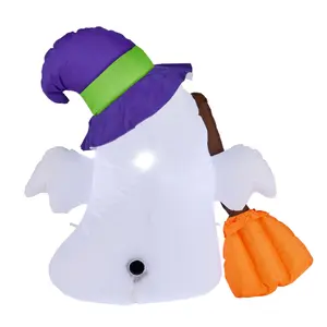 SO 106cm Halloween Inflatable Ghost with Purple Witch Hat