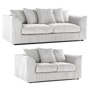 Luxor Jumbo Cord Silver 3 + 2 Fabric Sofa Suite