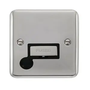 Curved Polished Chrome 13A Fused Ingot Connection Unit With Flex - Black Trim - SE Home