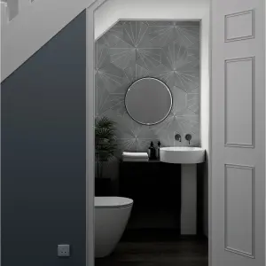 Sensio Aspect Black Circular Wall-mounted Bathroom Illuminated mirror (H)50cm (W)50cm