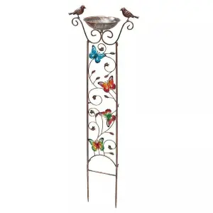 Bronze Effect Bird Bath Feeder Weatherproof Bowl Ground Stake Trellis Flowers